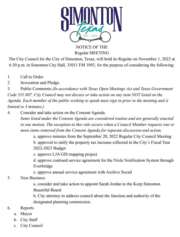 Redux: City Council Meeting, Tuesday November 1, 2022 at 6:30 pm, All Over Again