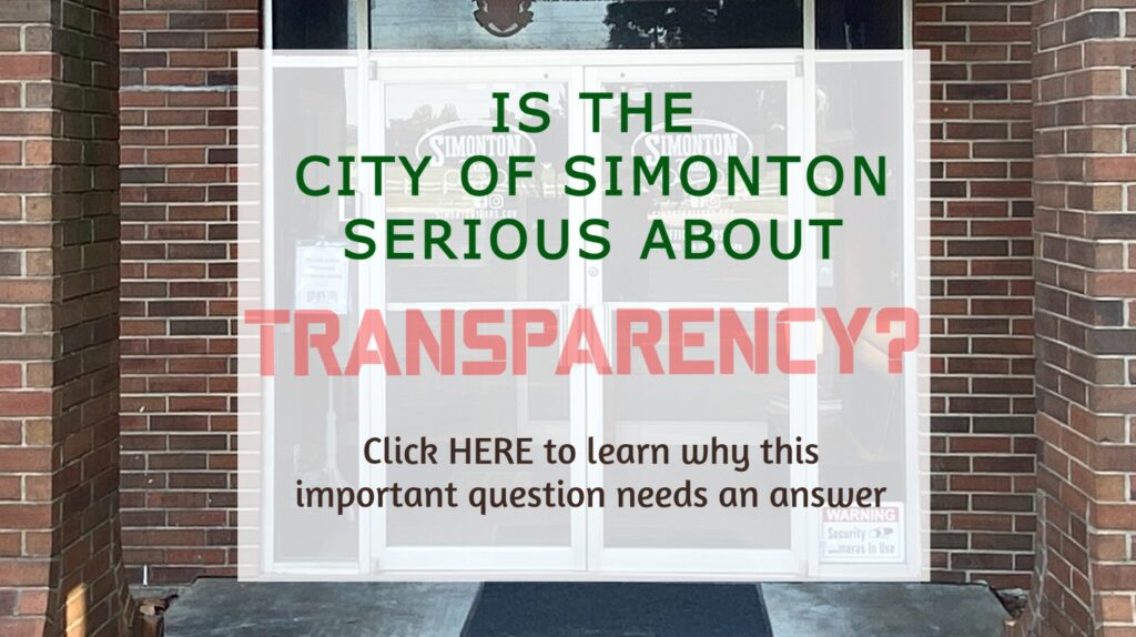 Is the City of Simonton Serious about Transparency?